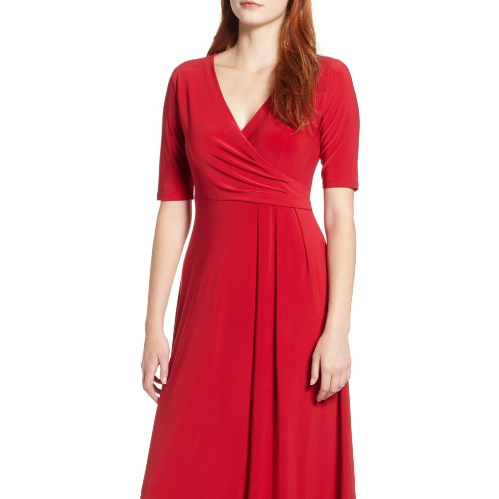 CHAUS Faux Wrap Midi Dress